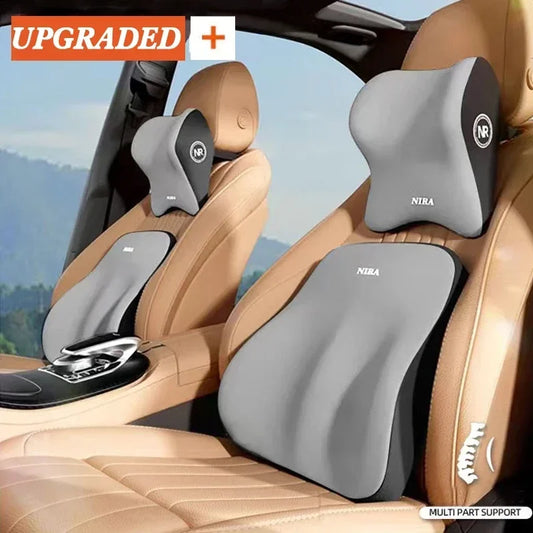 Car Lumbar Support Pillow & Neck Pillow – Memory Foam Backrest Cushion, Removable & Washable, Universal Vehicle Accessory