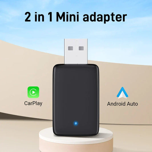 2025 NEW Wireless CarPlay & Android Auto Adapter – 2-in-1 Smart Mini Box with WiFi & Bluetooth