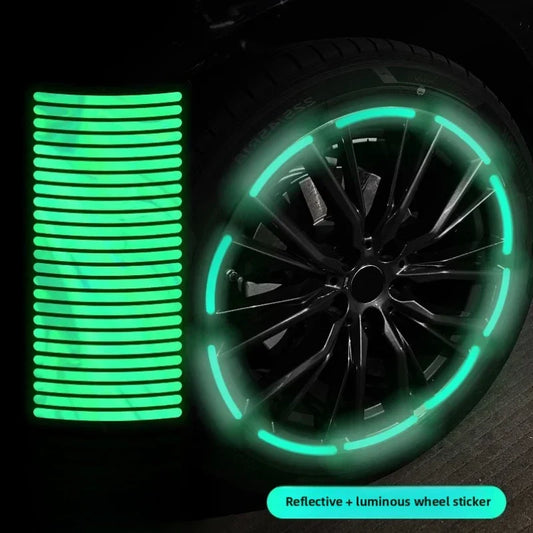 Car Wheel Hub Reflective Stripes – Safety Warning Stickers & Tire Decor Tape