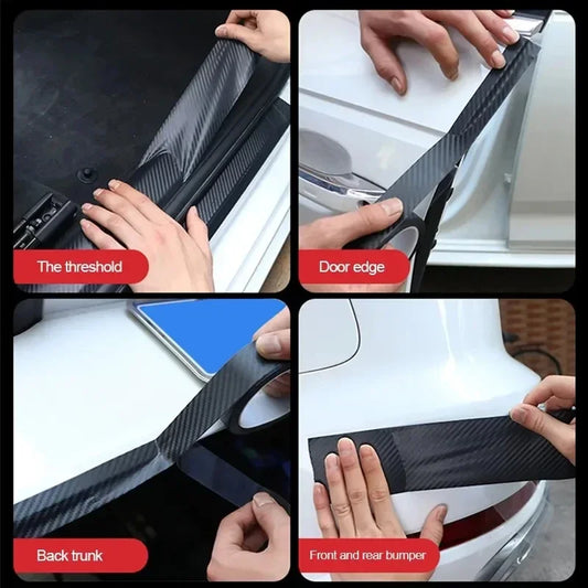 3D Carbon Fiber Car Threshold Protective Film – Matte Black Anti-Scratch Sticker